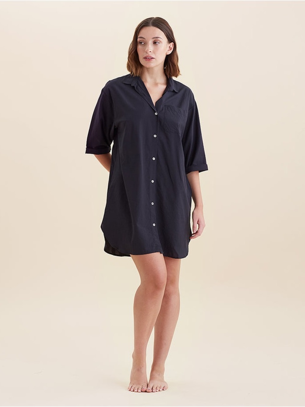 Papinelle Whale Beach Nightshirt in Black Size Medium